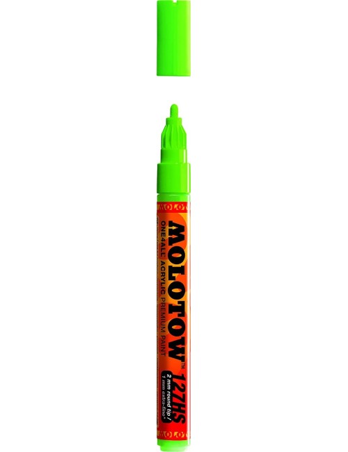 Molotow ONE4ALL Acrylic Paint Marker, 2mm, Neon Green Fluorescent, 1 Each (127.232)
