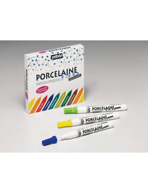 PEBEO Porcelaine 150, Assorted China Paint Fine Tip Markers, 9-Pack