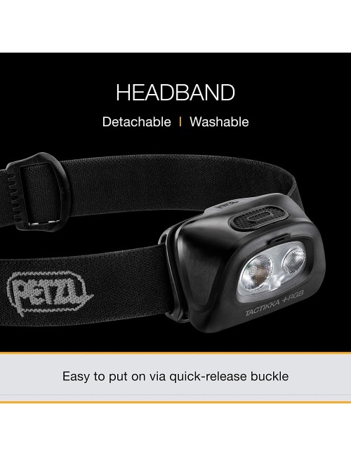 Petzl TACTIKKA +RGB Headlamp - Compact and Powerful 350 Lumen Headlamp, for Hunting and Fishing with White or Red Lighting -