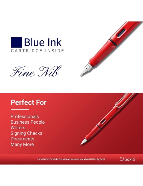 Boxiti Set - Lamy AL-Star | Ocean Blue | Medium Nib | 5 Black Ink Cartridges, Z28 Converter and Wipe