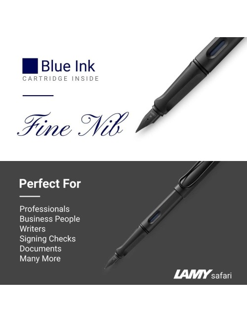 Boxiti Set - Lamy Safari | White | Medium Nib | 5 Black Ink Cartridges, Z28 Converter and Wipe