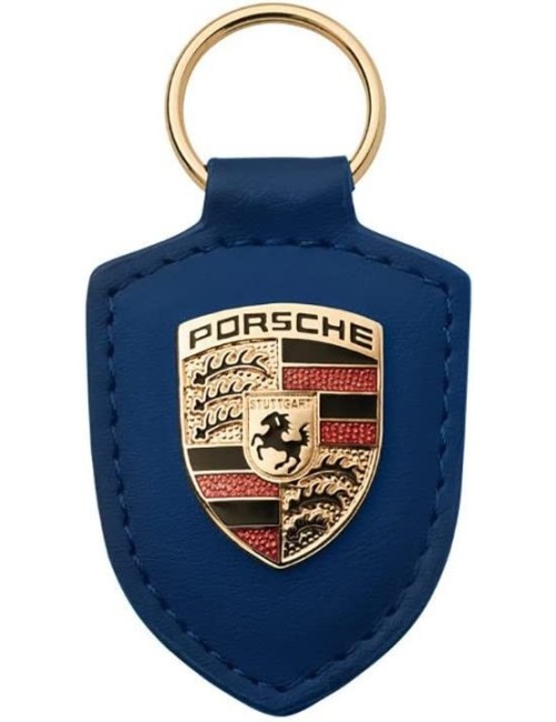 Porsche | Crest Leather Keyfob | Blue Porsche - 1