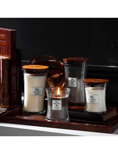 WoodWick | Hourglass Scented Trilogy Candle with Pluswick Innovation | Cozy Cabin  - 5