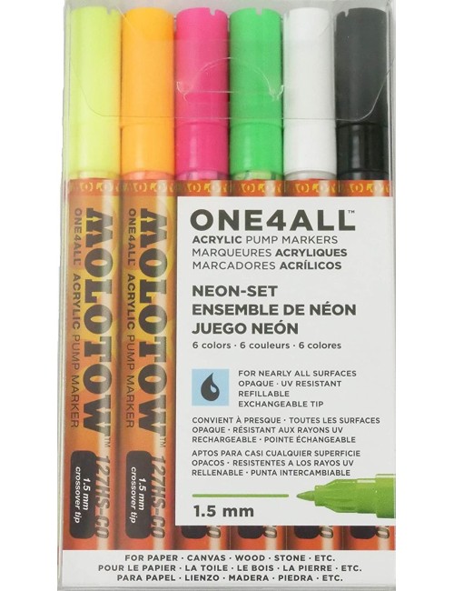 Molotow ONE4ALL Acrylic Paint Marker Set, 10 Basic Colors 1, 2mm (200.450)