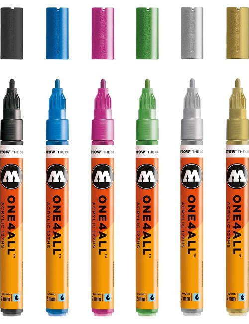 Molotow ONE4ALL Acrylic Paint Marker Set, 10 Basic Colors 1, 2mm (200.450)