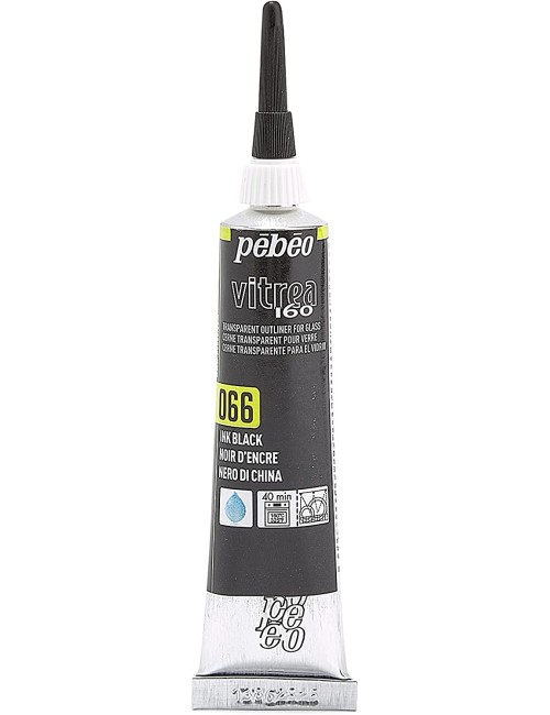 Pebeo Vitrea 160 Glass Paint Outliner, 0.67 Fl Oz (Pack of 1), Ink Black, 6
