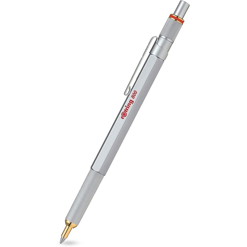 rOtring 800 Retractable Ballpoint Pen, Medium Point, Silver