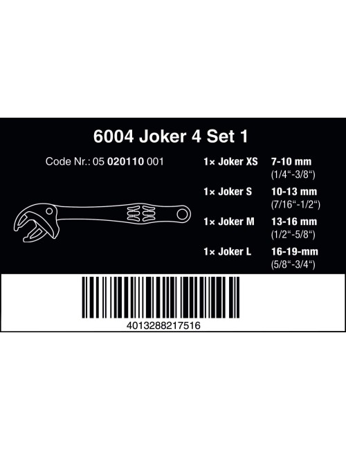 Wera 05020110001 6004 Joker 4 set 1 self-setting spanner set, 4 pieces