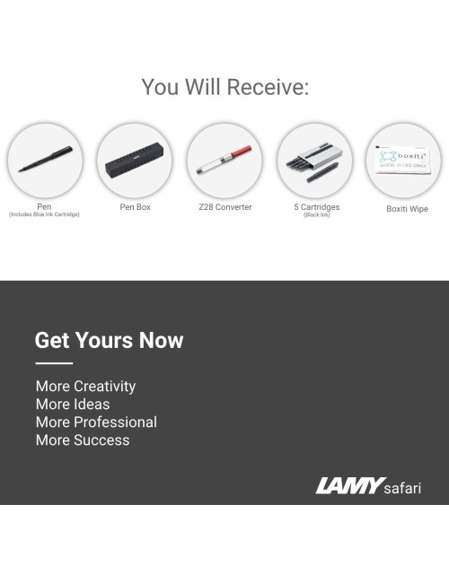 Boxiti Set - Lamy M63 Rollerball Refill Black (Pack of 3) and Wipe