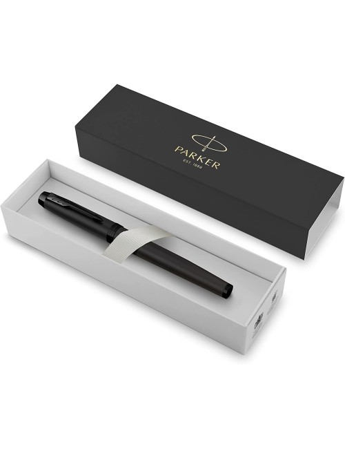 PARKER IM Fountain Pen | Matte Grey with Black Trim | Fine Point with Blue Ink Cartridge | Gift Box