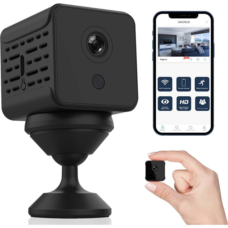 Sagnus Mini WiFi Camera - Wireless Camera with Audio and Live Feed WiFi Cam, Nanny Cams Wireless with Cell Phone App, Wireless