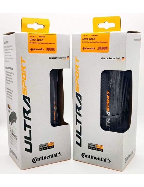 Continental Ultra Sport III 700x28 Black/Black Folding PureGrip - Pair (2 Tires)