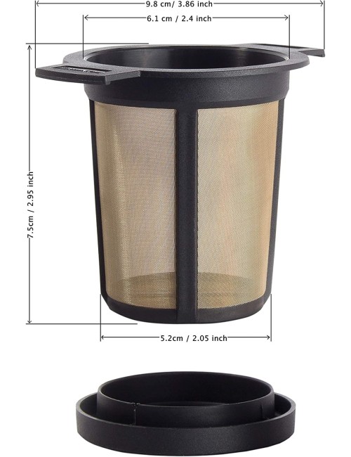 Finum Reusable Stainless Steel Coffee and Tea Infusing Mesh Brewing Basket, Large, Black