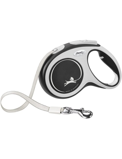 FLEXI New Comfort Retractable Dog Leash (Tape), for Dogs Up to 132lbs, 26 ft, Large, Grey/Black