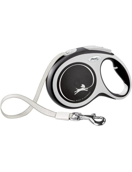 FLEXI New Comfort Retractable Dog Leash (Tape), for Dogs Up to 132lbs, 26 ft, Large, Grey/Black