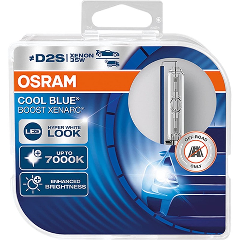 OSRAM Xenarc Cool Blue Boost D2S Xenon Car Headlight Bulbs (Twin) 66240CBB-HCB