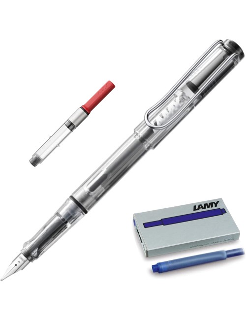 Boxiti Set - Vista Fountain Pen| Fine Nib | 5 Blue Ink Cartridges, Z28 Converter and Wipe