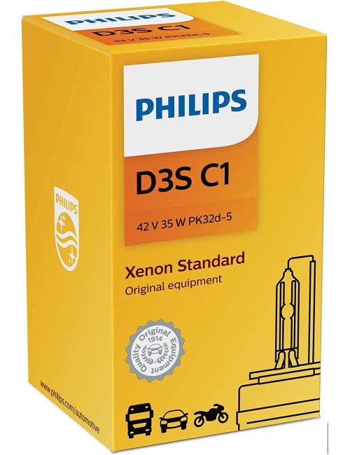 Philips D1S Standard Authentic Xenon HID Headlight Bulb, 1 Pack (85415C1)
