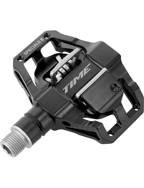TIME Speciale 8 | Clipless Bike Pedals | Aluminum Pedal Body | Dual Sided Clipless with Platform | Mountain MTB | Black or