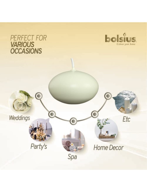 BOLSIUS Unscented 1.75" Floating Candles - Pure Rich Creamy Ivory, 40 Set - Smokeless, European Quality - Imbue Breathtaking