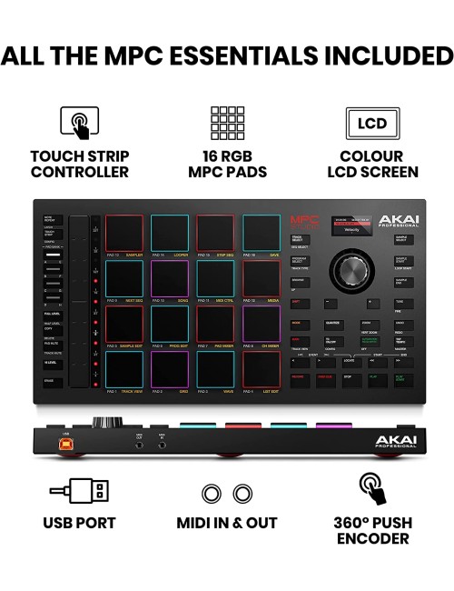 Akai Professional MPC Studio MIDI Controller Beat Maker with 16 Velocity Sensitive RGB Pads, Full MPC 2 Software, assignable