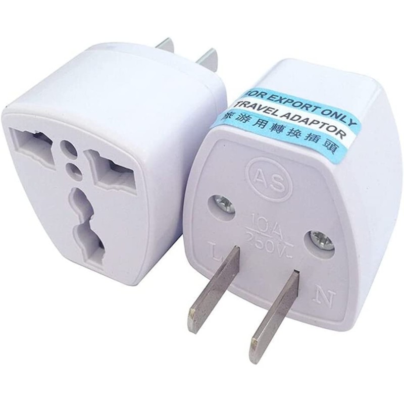 ALINNA Travel Power Adapter, High Performance Universal UK EU AU to US Plug Adapter Converter(2 Pack), White