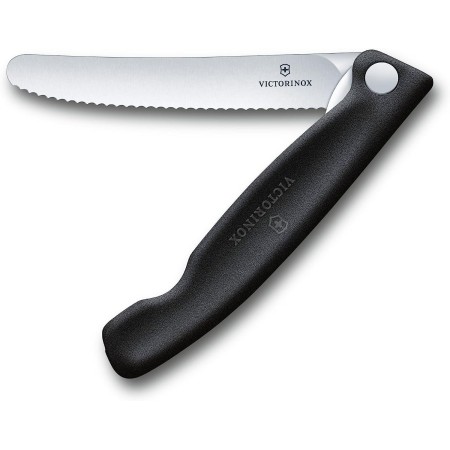 Victorinox 4.3-Inch Swiss Classic Foldable Paring Knife with Wavy Edge in Black
