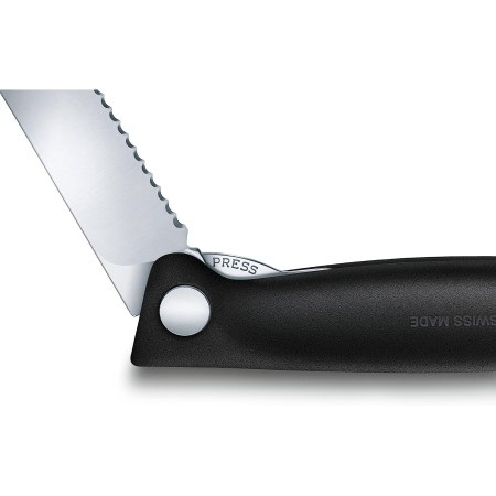 Victorinox 4.3-Inch Swiss Classic Foldable Paring Knife with Wavy Edge in Black