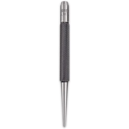 Starrett Steel Center Punch with Round Shank and Knurled Finger Grip - Hardened and Tempered Steel, 0–4-inch Length, 1/16, 5/64,