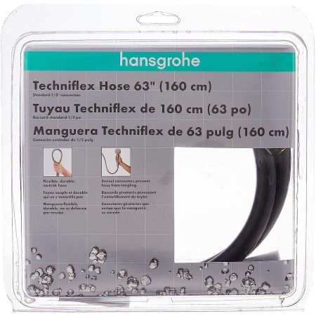 hansgrohe Techniflex Handheld Shower Replacement Shower Hose 80-inch Easy Install Modern Shower Hose in Chrome, 28274000
