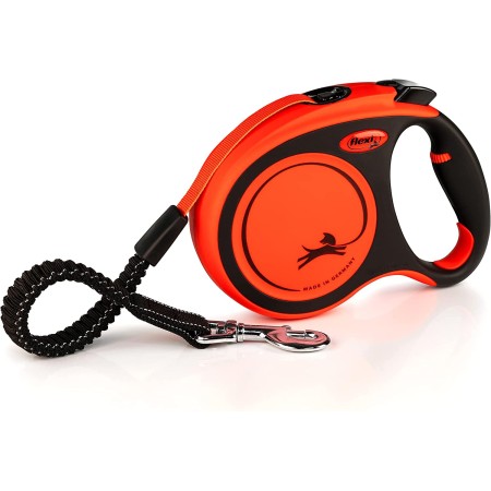 Flexi Xtreme Tape Orange & Black Large 5m Retractable Dog Leash/Lead for Dogs up to 65kgs/143lbs