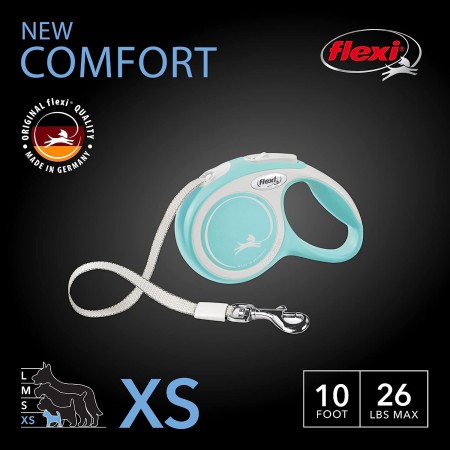 FLEXI New Comfort Retractable Dog Leash (Tape), for Dogs Up to 132lbs, 26 ft, Large, Blue/Pastel