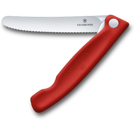 Victorinox 4.3-Inch Swiss Classic Foldable Paring Knife with Wavy Edge in Red