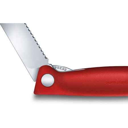 Victorinox 4.3-Inch Swiss Classic Foldable Paring Knife with Wavy Edge in Red