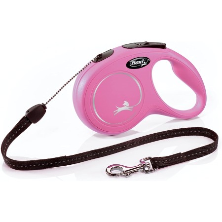 FLEXI New Classic Retractable Dog Leash (Cord), for Dogs Up to 44lbs, 16 ft, Medium, Pink