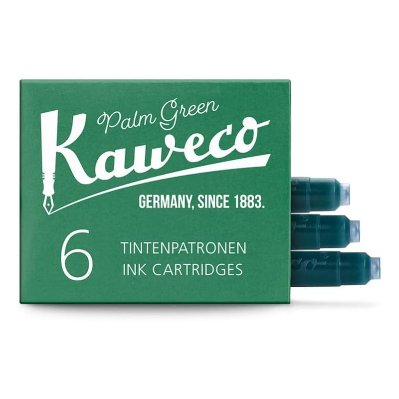 Kaweco Fountain Pen Ink Cartridges for Cartridge Fountain Pens with Short Standard Cartridges in Palm Green | Set of 6 Fountain