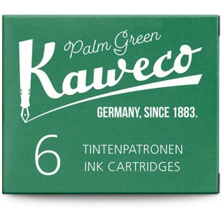 Kaweco Fountain Pen Ink Cartridges for Cartridge Fountain Pens with Short Standard Cartridges in Palm Green | Set of 6 Fountain