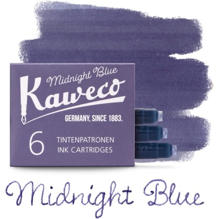 Kaweco Fountain Pen Ink Cartridges for Cartridge Fountain Pens with Short Standard Cartridges in Midnight Blue | Set of 6