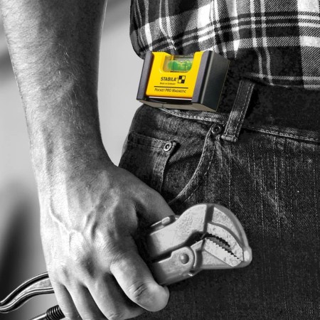 Stabila 11901 Magnetic Pocket Level PRO with Holster Yellow