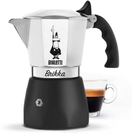 Bialetti - New Brikka, Moka Pot, the Only Stovetop Coffee Maker Capable of Producing a Crema-Rich Espresso, 4 Cups (5,7 Oz),