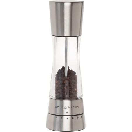 Cole and Mason H59401G Derwent Pepper Mill, Gourmet Precision+, Stainless Steel/Acrylic, 190 mm, Single, Includes 1 x Pepper