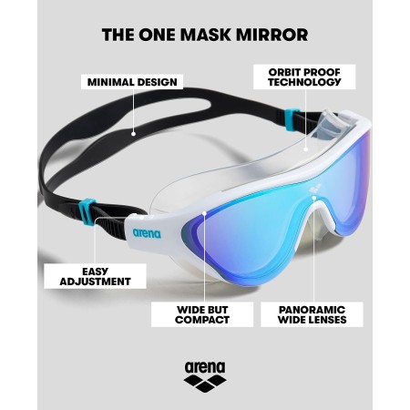 Arena Unisex Adult The One Swim Mask Fitness Swimming Goggles Men and Women Large Fit Polycarbonate Mirror/Non-Mirror Lens