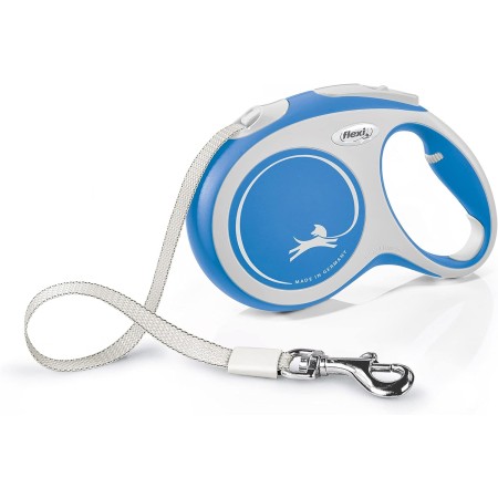 Flexi New Comfort Tape Grey & Blue Large 5m Retractable Dog Leash/Lead for Dogs up to 60kgs/132lbs