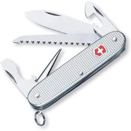 Victorinox Swiss Army Farmer Pocket Knife (Silver Alox Ribbed) , 93mm