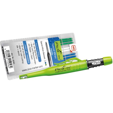 Pica 3030 + 4040 Dry Pen including Special Lead Base Set, Carpenter's Pencil, Green, Blue, White
