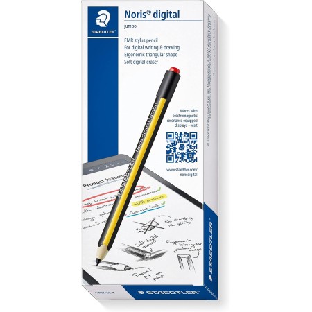 STAEDTLER Noris digital jumbo 180J 22. EMR Stylus with soft digital eraser. For digital writing, drawing and erasing on EMR