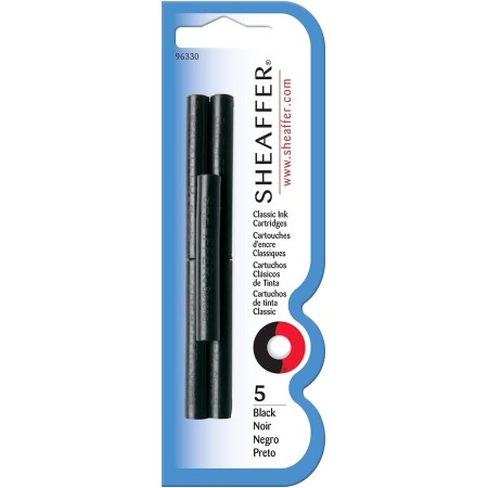 Sheaffer(R) Pen Refills, Ink Cartridges, Jet Black, Pack Of 5