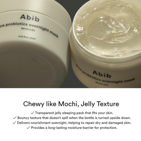 Abib Rice Probiotics Overnight Mask Barrier Jelly 2.71 fl oz I Intensive Hydrating Nourishing for Skin Barrier, Bouncy Skin