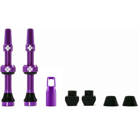 Muc Off 1051 Black Tubeless Presta Valves, 44mm - Premium No Leak Bicycle Valves with Integrated Valve Core Removal Tool