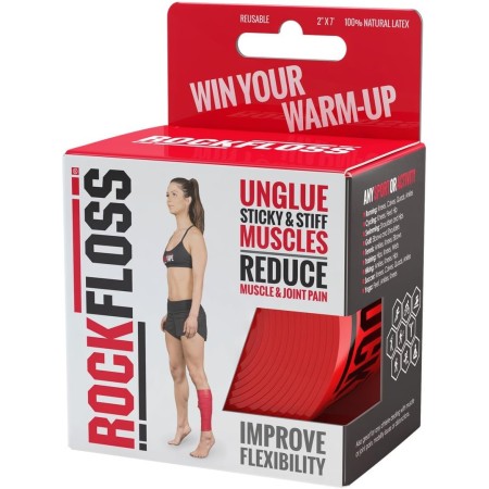 Rocktape RockFloss Tack Mobility Band, Compression Muscle Recovery, Floss for Muscle Soreness, 2" & 4" Width, Red